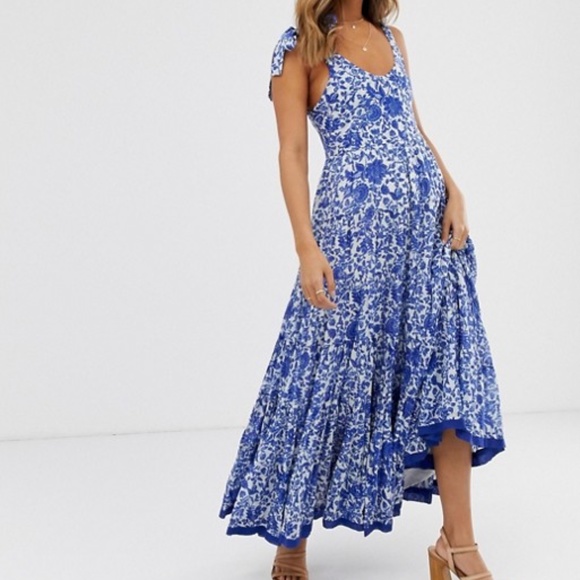 Free People Kikas Printed Midi Dress in Ivory - Picture 2 of 13